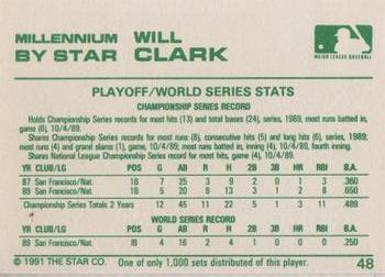 1991 Star Millennium #48 Will Clark Back