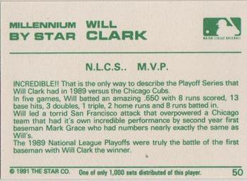 1991 Star Millennium #50 Will Clark Back