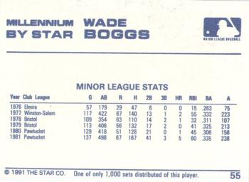 1991 Star Millennium #55 Wade Boggs Back