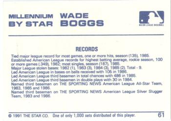 1991 Star Millennium #61 Wade Boggs Back