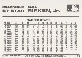 1991 Star Millennium #73 Cal Ripken Jr. Back