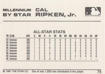 1991 Star Millennium #75 Cal Ripken Jr. Back