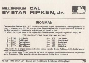 1991 Star Millennium #76 Cal Ripken Jr. Back