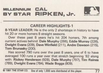 1991 Star Millennium #77 Cal Ripken Jr. Back