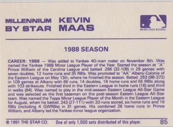 1991 Star Millennium #85 Kevin Maas Back