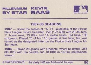 1991 Star Millennium #86 Kevin Maas Back
