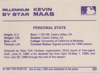 1991 Star Millennium #88 Kevin Maas Back