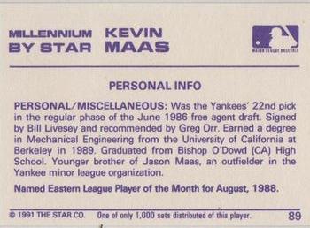 1991 Star Millennium #89 Kevin Maas Back