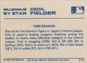 1991 Star Millennium #111 Cecil Fielder Back
