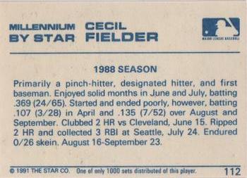 1991 Star Millennium #112 Cecil Fielder Back