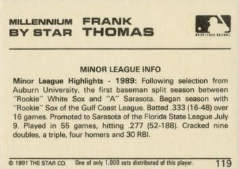 1991 Star Millennium #119 Frank Thomas Back