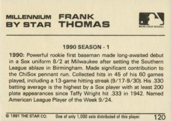 1991 Star Millennium #120 Frank Thomas Back