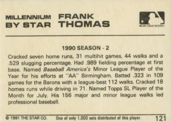 1991 Star Millennium #121 Frank Thomas Back