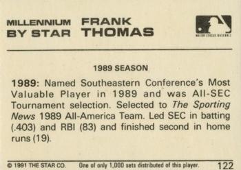 1991 Star Millennium #122 Frank Thomas Back