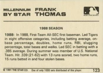 1991 Star Millennium #123 Frank Thomas Back