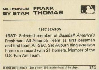 1991 Star Millennium #124 Frank Thomas Back