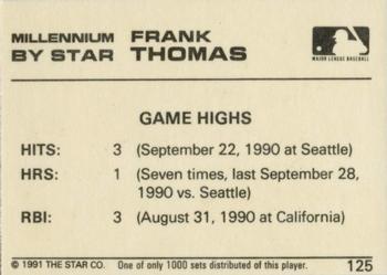 1991 Star Millennium #125 Frank Thomas Back