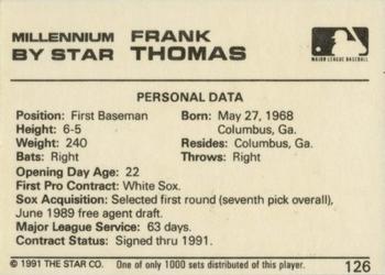 1991 Star Millennium #126 Frank Thomas Back