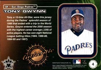 2000 Pacific Vanguard - Game-Worn Jerseys #4 Tony Gwynn  Back