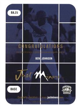 2001 Just Stuff Autographs #BA.25 Ben Johnson Back
