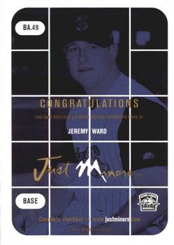 2001 Just Stuff Autographs #BA.49 Jeremy Ward Back
