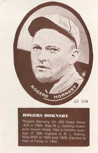 1975 Sport Hobbyist #SH104 Rogers Hornsby Front