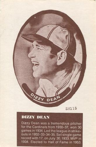 1975 Sport Hobbyist #SH115 Dizzy Dean Front