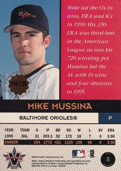2000 Pacific Vanguard - Premiere Date #5 Mike Mussina  Back