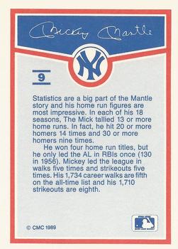 1989 CMC Mickey Mantle Baseball Card Kit #9 Mickey Mantle Back