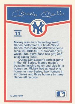 1989 CMC Mickey Mantle Baseball Card Kit #11 Mickey Mantle Back
