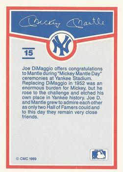 1989 CMC Mickey Mantle Baseball Card Kit #15 Mickey Mantle Back