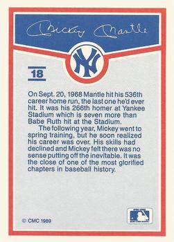 1989 CMC Mickey Mantle Baseball Card Kit #18 Mickey Mantle Back