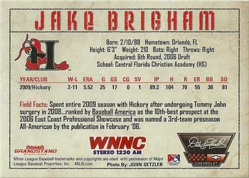 2010 Grandstand Hickory Crawdads #NNO Jake Brigham Back
