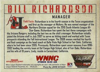 2010 Grandstand Hickory Crawdads #NNO Bill Richardson Back