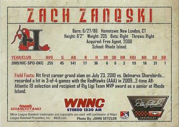 2010 Grandstand Hickory Crawdads #NNO Zach Zaneski Back