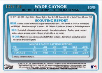 2011 Bowman - Chrome Prospects Purple Refractors #BCP70 Wade Gaynor Back