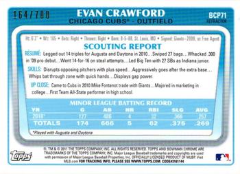 2011 Bowman - Chrome Prospects Purple Refractors #BCP71 Evan Crawford Back