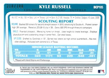 2011 Bowman - Chrome Prospects Purple Refractors #BCP105 Kyle Russell Back
