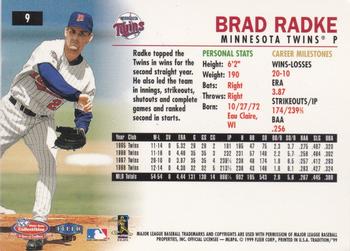 1999 Fleer Tradition White Rose Collectibles Diecast Cards #9 Brad Radke Back