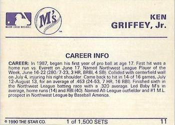 1990 Star Gold #11 Ken Griffey, Jr. Back
