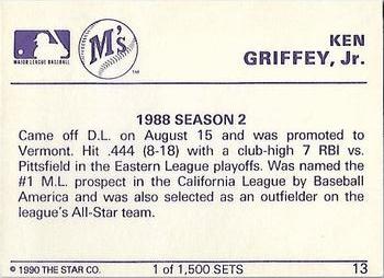 1990 Star Gold #13 Ken Griffey, Jr. Back