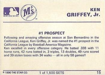 1990 Star Gold #15 Ken Griffey, Jr. Back