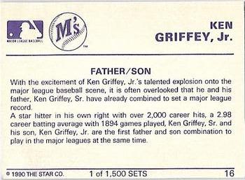 1990 Star Gold #16 Ken Griffey, Jr. Back