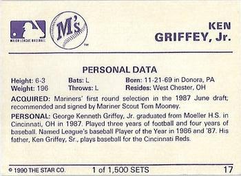 1990 Star Gold #17 Ken Griffey, Jr. Back