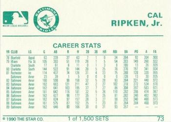 1990 Star Gold #73 Cal Ripken Jr. Back