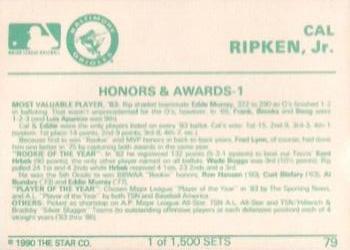 1990 Star Gold #79 Cal Ripken Jr. Back