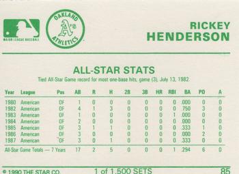 1990 Star Gold #85 Rickey Henderson Back