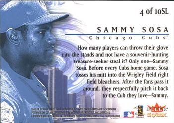 2000 SkyBox - Skylines #4SL Sammy Sosa  Back