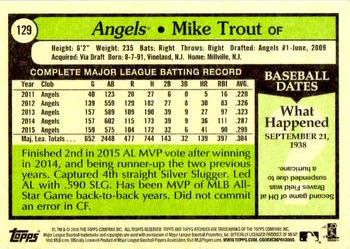 2016 Topps Archives #129 Mike Trout Back