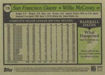 2016 Topps Archives #176 Willie McCovey Back